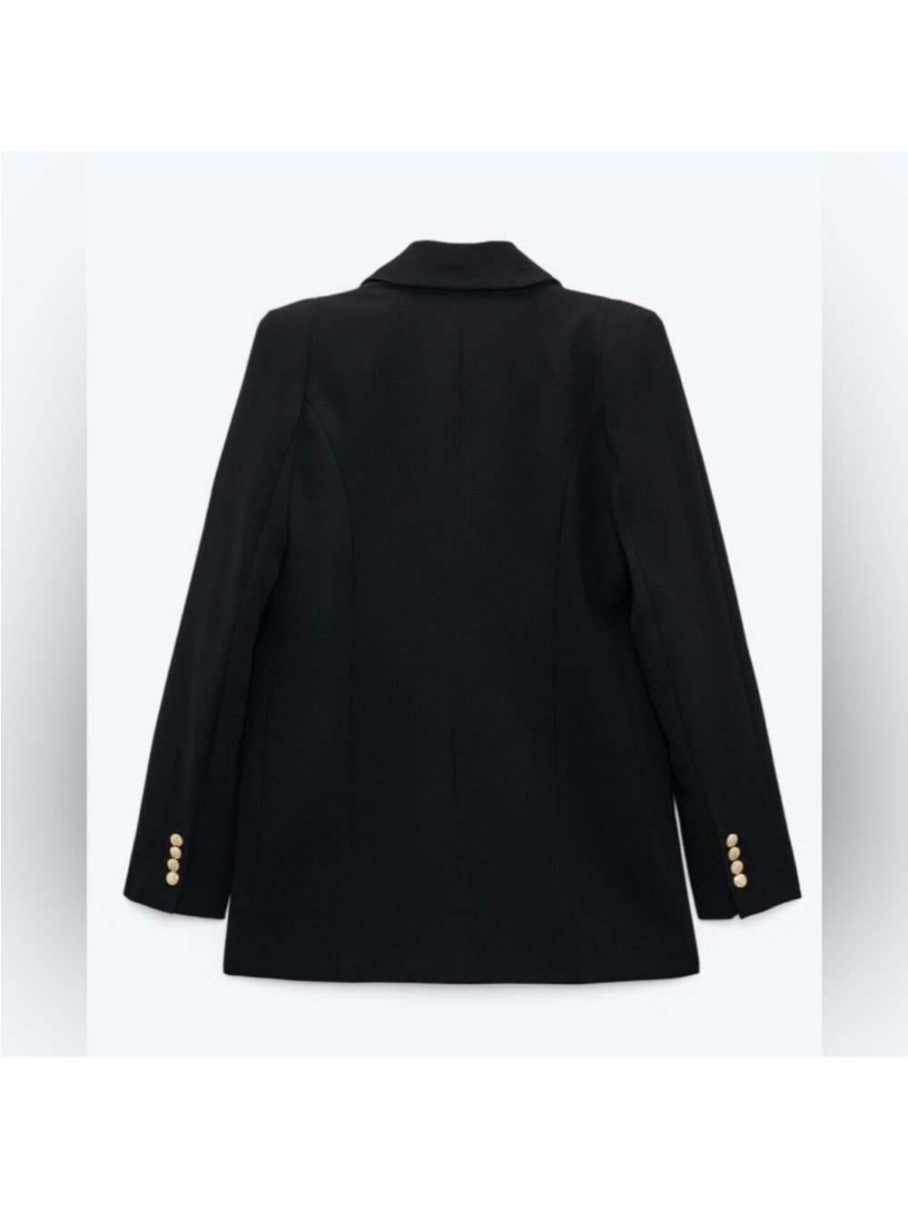 Zara Black Double-Breasted Blazer with Gold Buttons - Picture 2 of 10